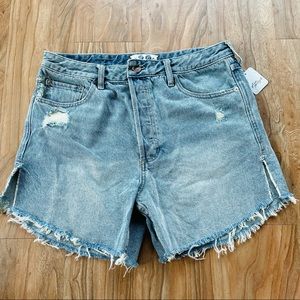 FREE PEOPLE Distressed Denim Cut-Off Shorts